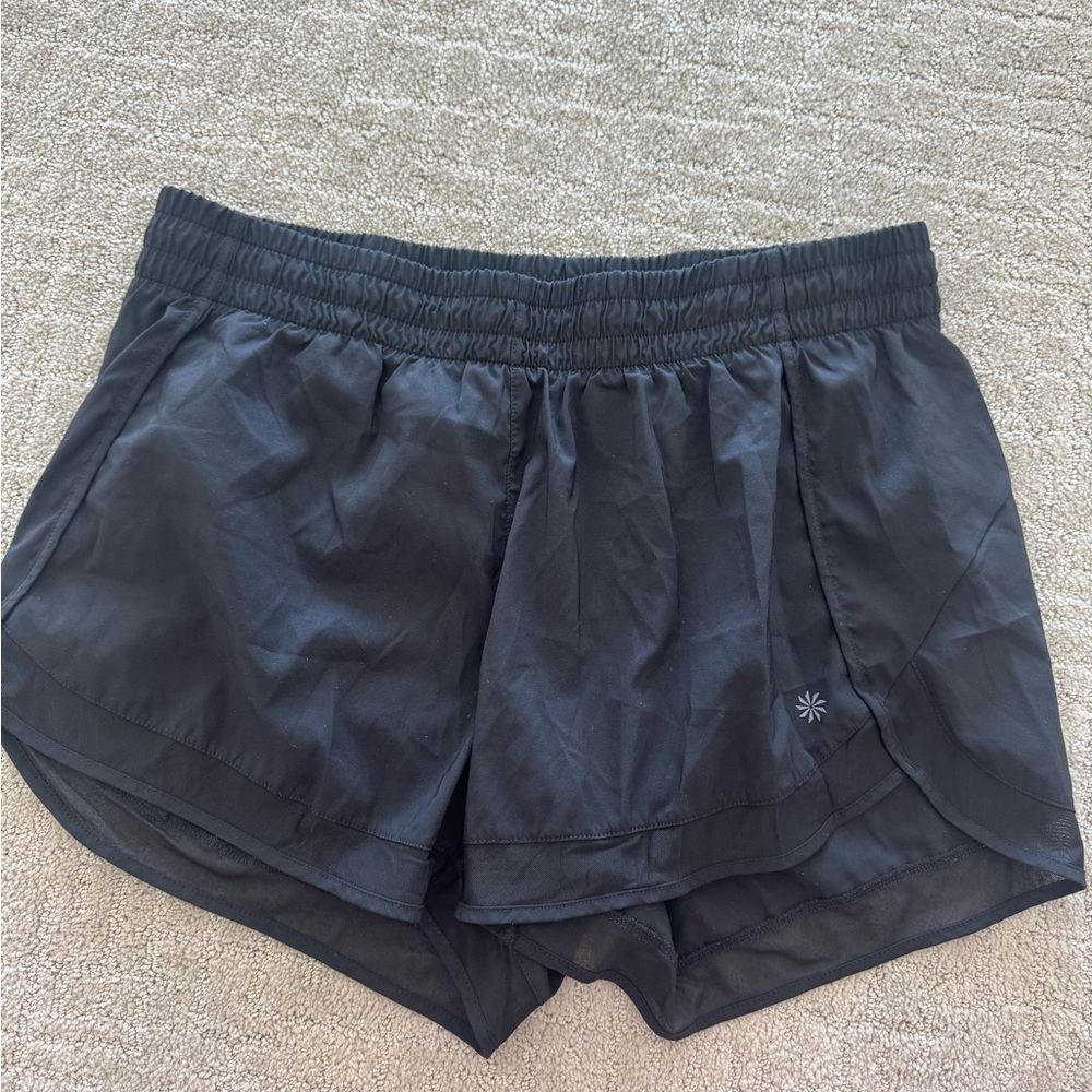 Athleta Mesh Racer 4” shorts Black Athletic Shorts Lightweight Performance